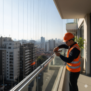 balcony invisible grill installation